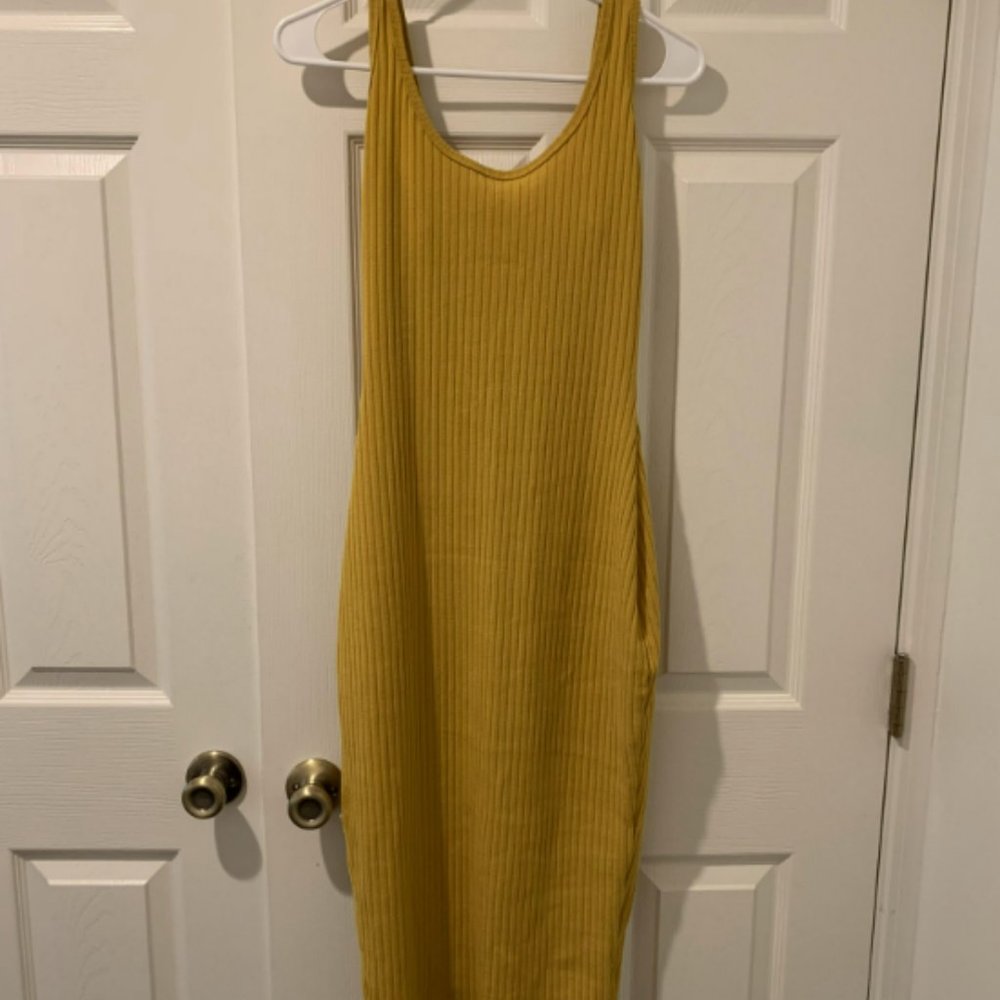 Yellow Ribbed Tank Dress